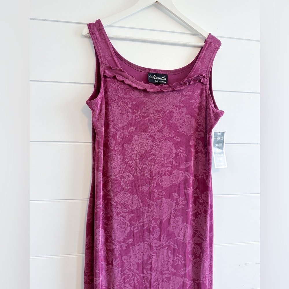 NWT - Vintage Marallis Collection Rose Print Dress in Deep Rose - Size XL - Picture 7 of 10
